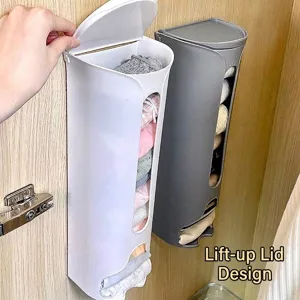 Wall-mounted storage box for socks and underwear with flip lid for easy access and organization
