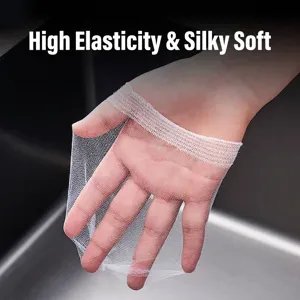 High-stretch kitchen sink garbage filter mesh bag with fine netting for clog prevention