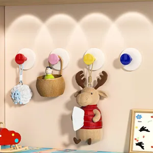 4er-Set bunte Dopamin-Saugnapf-Wandhaken für das Badezimmer, bohrfreie, spurlose Haken