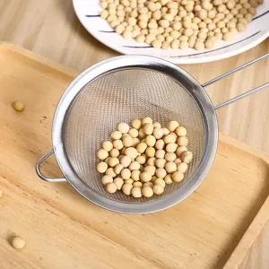 Colador de malla fina de acero inoxidable con mango para filtrar leche de soja y jugos