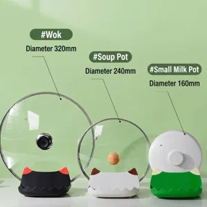 Creative cat-shaped kitchen pot lid holders for various sizes from 160mm to 320mm
