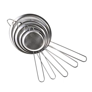 Juego de cinco coladores de cocina de malla fina de acero inoxidable para filtrado