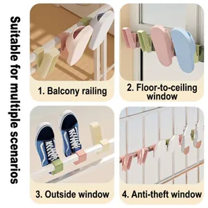 Versatile balcony shoe drying rack hooks for various railings, windows, and bars