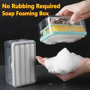 Durable automatic soap foaming box with rollers and drainage for household bathroom
