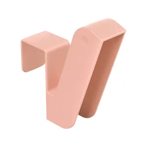 Minimalist pink balcony shoe drying rack with V-shaped hanging design for railings