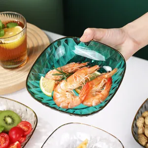 Cuenco transparente de lujo con diseño de diamante para frutas y frutos secos, alimenticio.