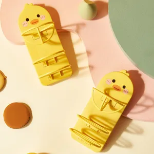 Cute yellow duck-shaped beauty sponge holder organizer with wall-mount design for puffs