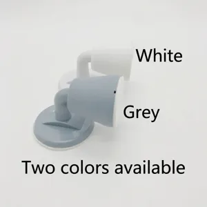 Punch-free non-slip silicone door stopper for bathroom floor or wall, white and grey
