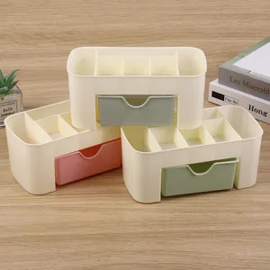 Scatola Porta Trucchi da Scrivania Con Cassetto Organizzatore per Cosmetici in Plastica per Cancelleria e Casa