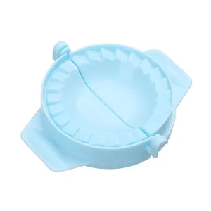 Manual light blue dumpling maker mold with decorative crimped edges for household kitchen