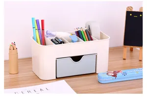 Organizer da scrivania con scomparti multipli e piccolo cassetto per cancelleria