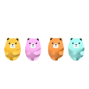 Four cute cartoon hugging bear wall hooks in yellow pink orange blue for home storage