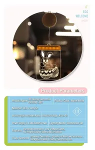 Gedetailleerde 3D Pasen konijn acryl hanglamp met warm witte LED-verlichting.