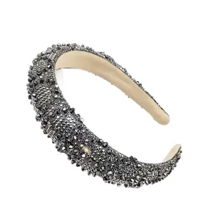 Diadema barroca brillante para mujer con diamantes de imitación grises