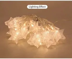Vue détaillée de pinces photo LED en forme d'étoile avec lumière d'ambiance