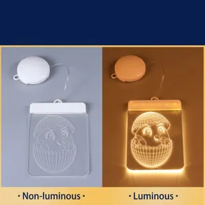 Warm witte LED paasei kuiken acryl hanglamp voor sfeervolle decoratie van ramen