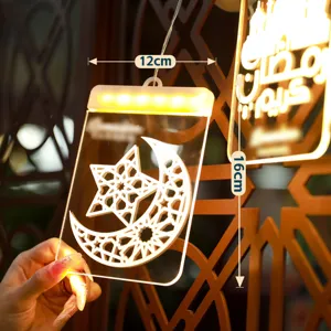Lámpara LED 3D colgante de acrílico con luna y estrellas para decoración festiva