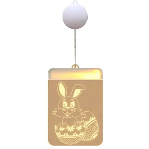 Warmgeel LED-hanglampje met paashaas uit ei voor feestelijke raamdecoratie in huis