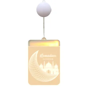 Luz colgante decorativa LED 3D de Ramadán con diseño de luna creciente y mezquita