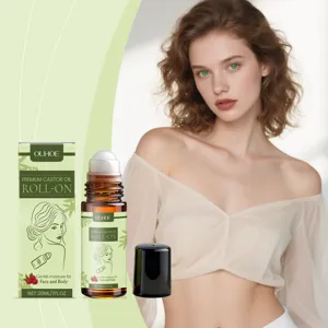 Roll-on de aceite de ricino premium OUHOE 30ml para hidratación profunda de rostro y cuerpo