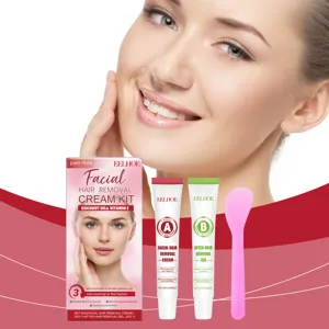 Kit complet de crème dépilatoire faciale EELHOE avec spatule et gel de soin doux