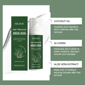 EELHOE hair removal mousse ingredients detail with coconut oil, glycerin, and aloe vera