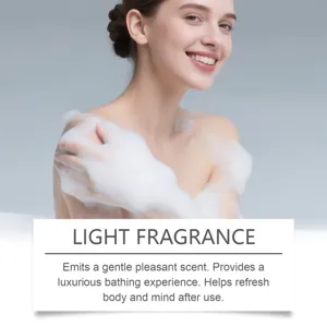 Close-up of lathering grape soap foam on skin highlighting the refreshing fragrance