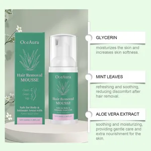 Mousse dépilatoire OceAura à l'extrait d'aloe vera et glycérine pour peaux sensibles