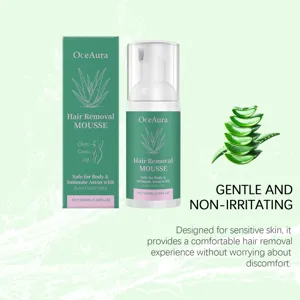 Vue détaillée de la mousse dépilatoire à l'aloe vera OceAura pour peau sensible