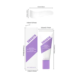 Comprehensive dimension specifications for 100g gentle body hair removal cream set including spatula