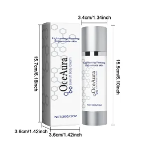 Detailed specifications of OceAura Luxe Lift Body Cream with bottle and box dimensions