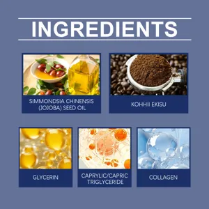 Detailed ingredients list of OCEAURA body cream featuring jojoba oil and collagen