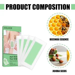 Vue détaillée des bandes de cire dépilatoire EELHOE à la cire d'abeille et au jojoba.