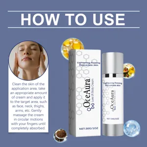 Detailed usage instructions for OceAura lightening and firming body cream for skin.