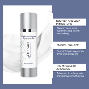 Detailed view of OceAura body cream benefits including moisturizing and jojoba oil