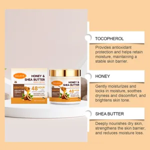 Honey and shea butter body cream ingredients detail with Vitamin E antioxidant protection