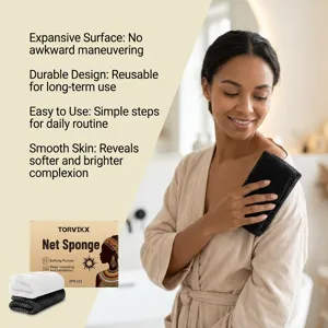 African exfoliating net sponge shown in use for deep cleansing and smooth skin on body