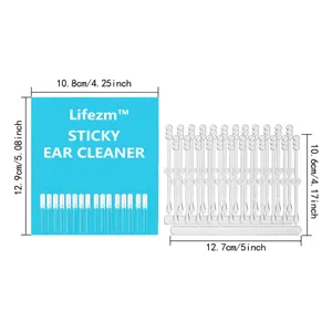 Set de bâtonnets nettoyeurs de cire d'oreille avec dimensions en cm et pouces
