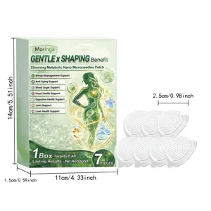 Dimensions détaillées et emballage des patchs amincissants à micro-aiguilles Moringa