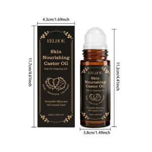 Dimensions détaillées du produit pour le coffret d'huile de ricin nourrissante EELHOE roll-on