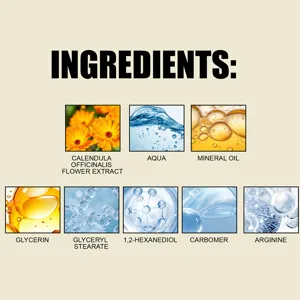 Détail des ingrédients comme l'extrait de souci et la glycérine pour crème hydratante