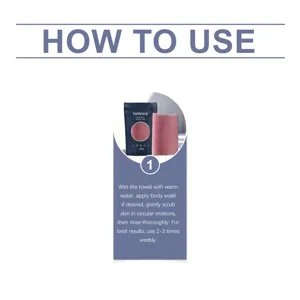Step 1: Instructions on how to use the Torvikx exfoliating shower towel for smooth skin.