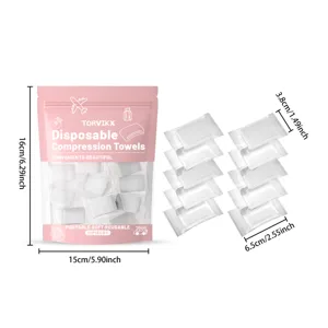 Detail zu 10er-Pack TORVIKX komprimierten Einweghandtüchern mit Maßen in rosa Beutel
