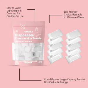 TORVIKX komprimierte Handtücher im 10er-Pack, tragbares, weiches und ökologisches Design