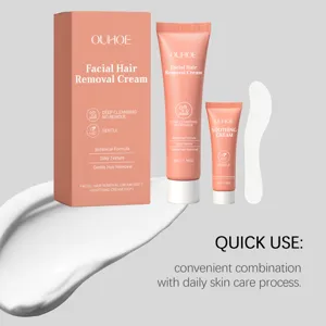OUHOE facial hair removal cream set including soothing cream and applicator spatula