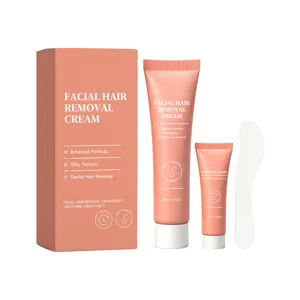 Professional facial hair removal cream set with soothing cream and spatula for face care