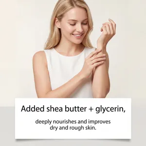 Détail de crème dépilatoire nourrissante au beurre de karité et glycérine peau lisse