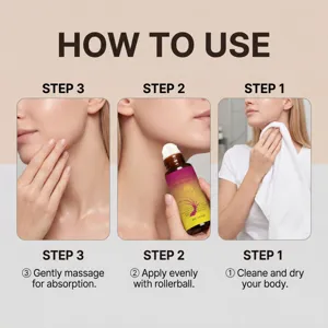 Guía de uso en tres pasos para la esencia corporal en roll-on para cuello y piel