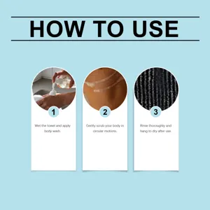 Professional step-by-step instructions for using an exfoliating nylon bath towel for skin