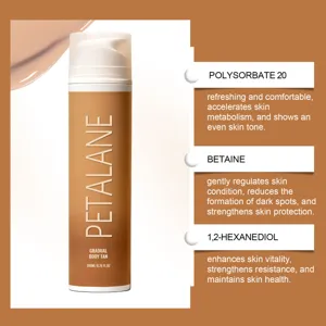 Detalle de la crema de bronceado gradual PETALANE con descripción de ingredientes